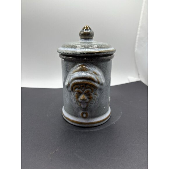 Vintage Rare Bombay Company Glazed Pottery 2 faced 6 1/4" Canister Jar - Picture 2 of 7